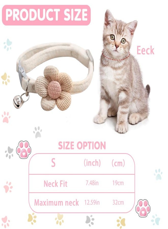 Qpets® Cat Collar Pet Cute Flower with Bell Lovely Quick Release Adjustable Soft Plush Gift 2PCS - Image 2